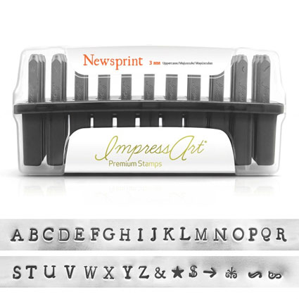  ImpressArt 3mm Metal Stamping Kit with Hammer, Steel Block,  Stamp Straight Tape - Newsprint Lowercase : Arts, Crafts & Sewing