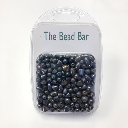 100g Glass Beads Mix Lustre Dark Grey