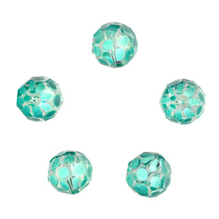 10mm Hand Painted Facet Glass Beads Met.Green