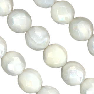 10mm Mother of Pearl Rnd Facet Beads String -16