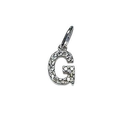 10mm Alphabet Charms w/CZ St.Silver Letter G