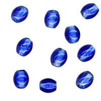 50g Silver Foil Glass beads-9x10mm Oval: Blue