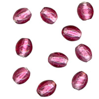 50g Silver Foil Glass beads-9x10mm Oval: Pink