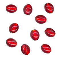 50g Silver Foil Glass beads-9x10mm Oval: Red