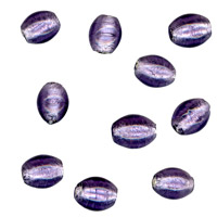 50g Silver Foil Glass beads-9x10mm Oval: Tanzanite