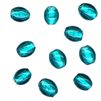 50g Silver Foil Glass beads-9x10mm Oval: Teal
