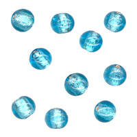 50g Silver Foil Glass beads-10mm Round: Aqua
