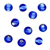 50g Silver Foil Glass beads-10mm Round: Blue