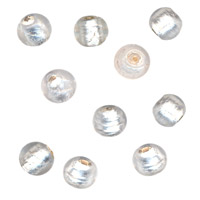 50g Silver Foil Glass beads-10mm Round: Clear