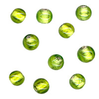 50g Silver Foil Glass beads-10mm Round: Peridot