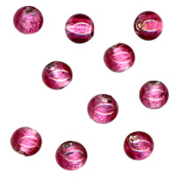 50g Silver Foil Glass beads-10mm Round: Pink