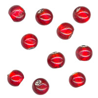 50g Silver Foil Glass beads-10mm Round: Red