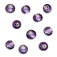 50g Silver Foil Glass beads-10mm Round: Tanzanite