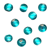 50g Silver Foil Glass beads-10mm Round: Teal