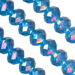 8x10mm Facet Rondelle Glass Beads: AquaAB