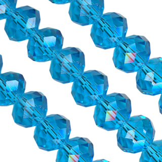 8x10mm Facet Rondelle Glass Beads: Aqua