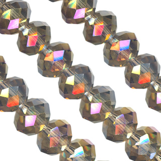 8x10mm Facet Rondelle Glass Beads: Blk.DiamondAB