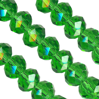 8x10mm Facet Rondelle Glass Beads: Emerald