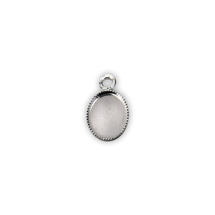 10x8mm Milled Edged Pendant Silver Plated