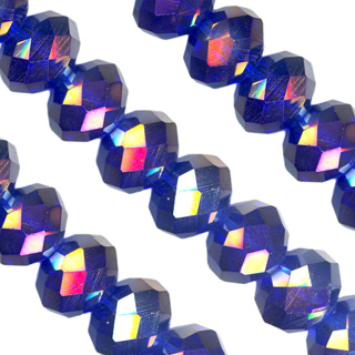 8x10mm Facet Rondelle Glass Beads: SapphireAB