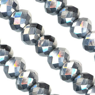 8x10mm Facet Rondelle Glass Beads:Silver