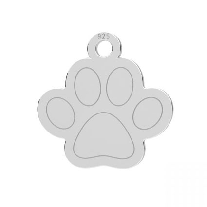 12mm Flat Dog Paw Charm Sterling Silver