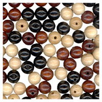 18mm Round Wooden Beads: Neutral Mix