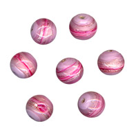 50g Foil Stripe Glass Beads-12mm Round: Pink