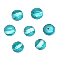 50g Foil Stripe Glass Beads-12mm Round: Teal