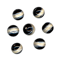 50g Foil Stripe Glass Beads-12mm Round: Black