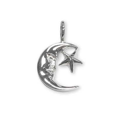 13mm Crescent Moon/Star Pendant Sterling Silver