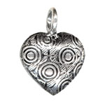 13mm Puff Heart w/circles Pendant: Ant.Silver