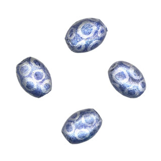 13x10mm Hand Painted Oval Beads Metalic Blue