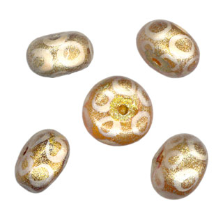 13x8mm Hand Painted Rondelle Bead Metalic Gold
