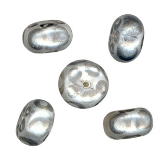 13x8mm Hand Painted Rondelle Bead Metalic Silver