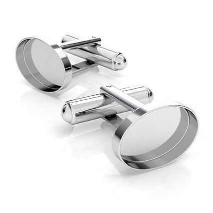 14x10mm Bezel Cufflink Sterling Silver