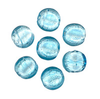 50g Silver Foil Glass beads-12mm Coin: Aqua