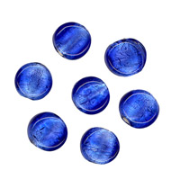 50g Silver Foil Glass beads-12mm Coin: Blue