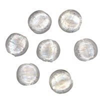 50g Silver Foil Glass beads-12mm Coin: Clear