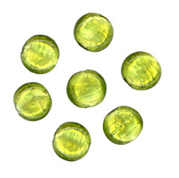 50g Silver Foil Glass beads-12mm Coin: Peridot