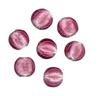 50g Silver Foil Glass beads-12mm Coin: Pink