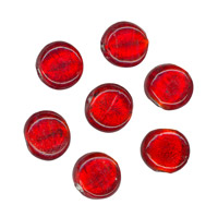50g Silver Foil Glass beads-12mm Coin: Red