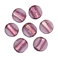 50g Foil Stripe Glass Beads -15mm Coin: Purple