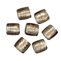 50g Silver Foil Glass beads-12mm Squ: Black