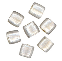 50g Silver Foil Glass beads-12mm Squ: Clear