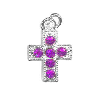 16mm Cross w/amethyst acrylic Charm SP