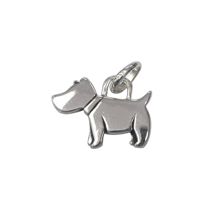 16mm Scottie Dog Pendant Antq Sterling Silver