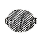 16x12mm Oval Pattern Paddle Bead: Ant.Silver