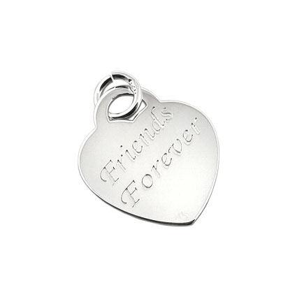 17mm Friends Forever Heart Sterling Silver Pendant