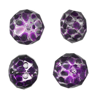 18x13mm Hand Painted Facet Glass Beads Purple
